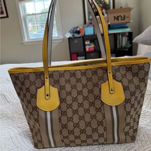 Gucci Beige and Yellow Signature Tote